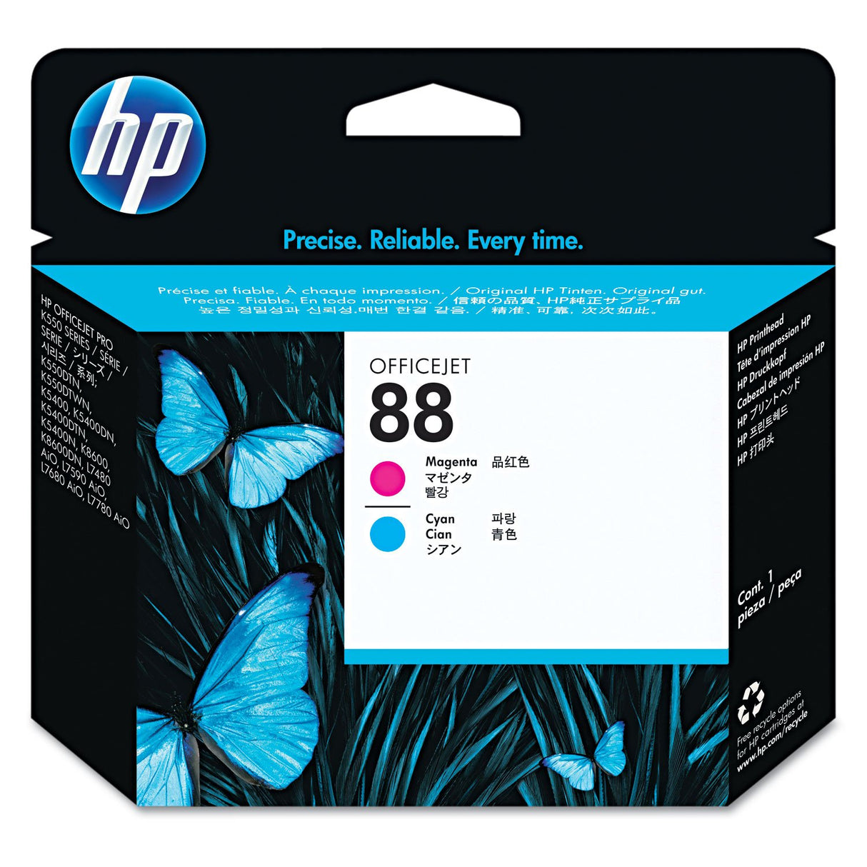 HP Tête d'impression Jet d'encre Originale Magenta, et, cyan - 88 - C9382A