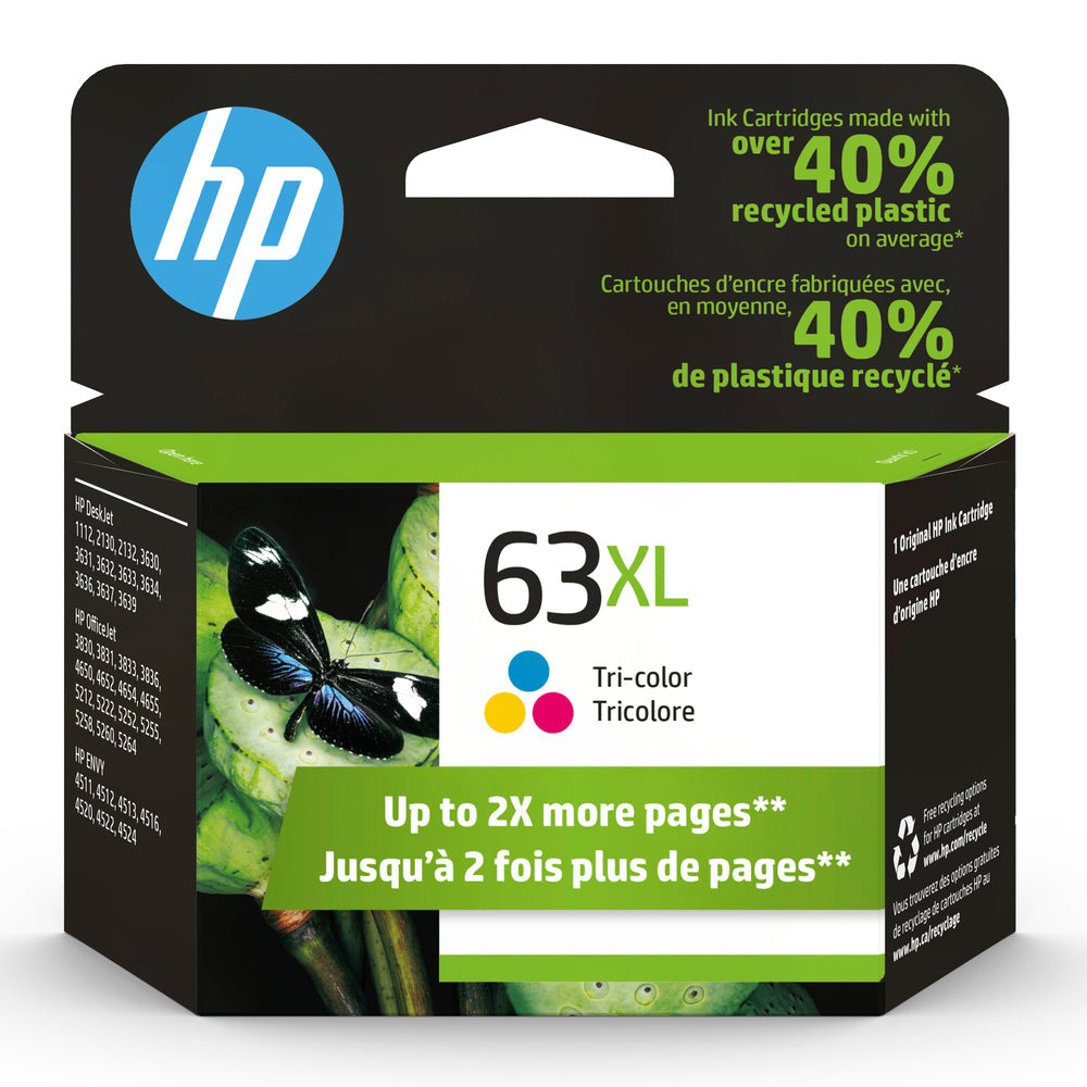 HP Cartouche Jet d'encre Originale CMY (330 pages) - 63XL - F6U63AN