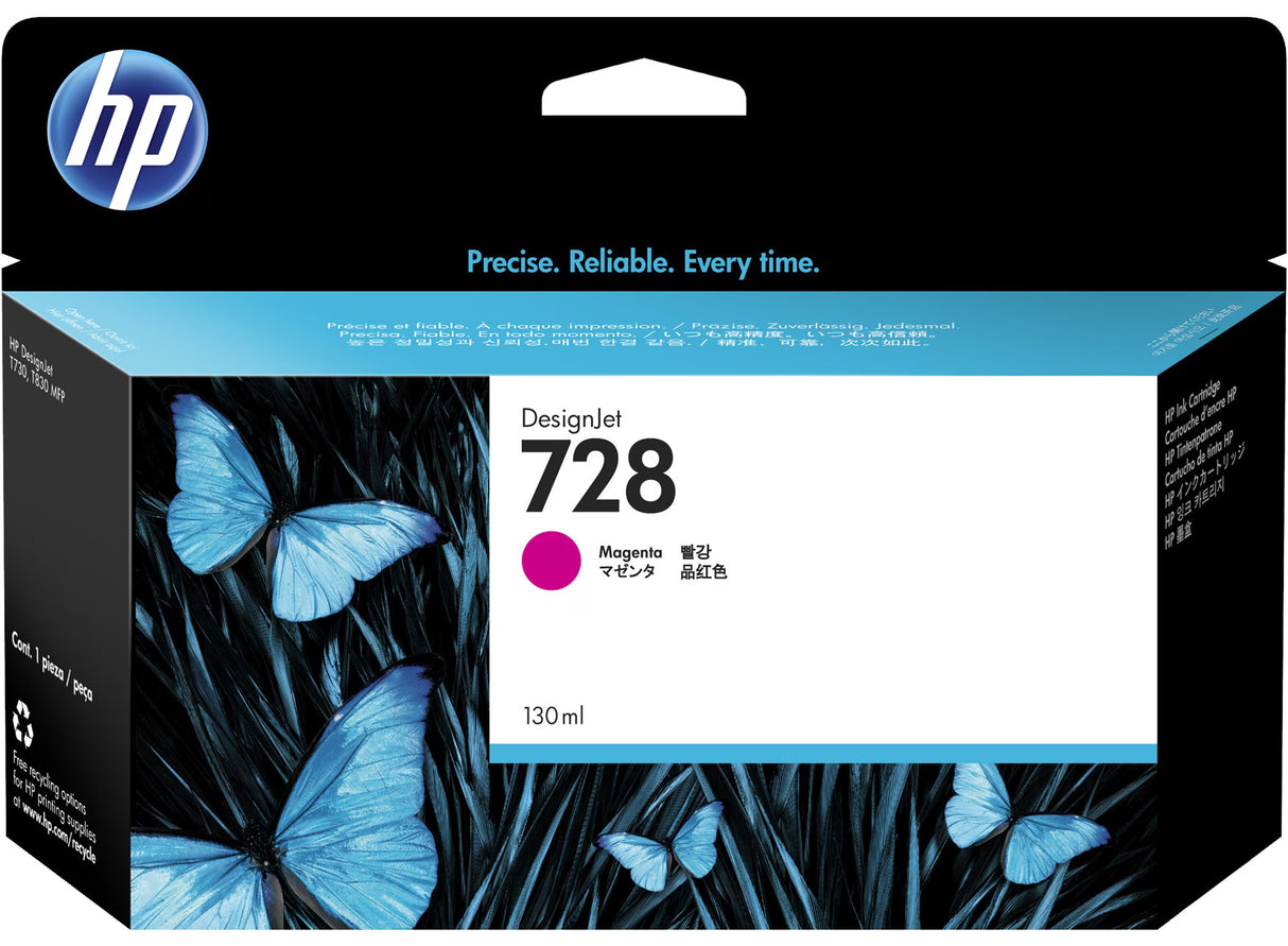 HP Cartouche Jet d'encre Originale Magenta 130 ml - 728 - F9J66A