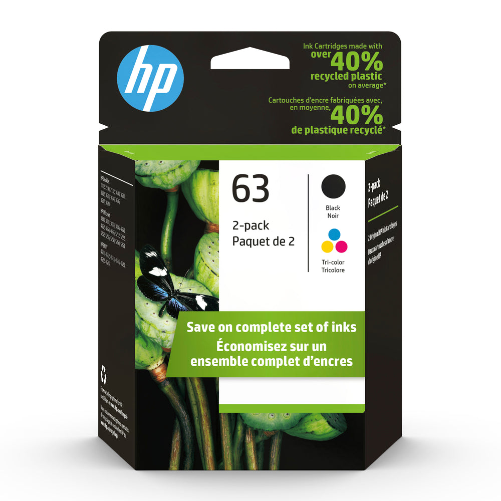 HP Cartouche Jet d'encre Originale Noire/couleur (355 pages) - 63 - L0R46AN