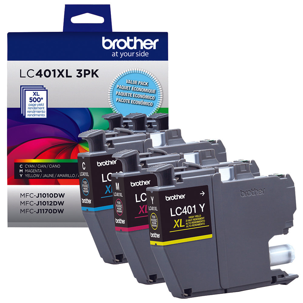 BROTHER Cartouche Jet d'encre Originale CMY (500 pages) - LC401XL3PKS