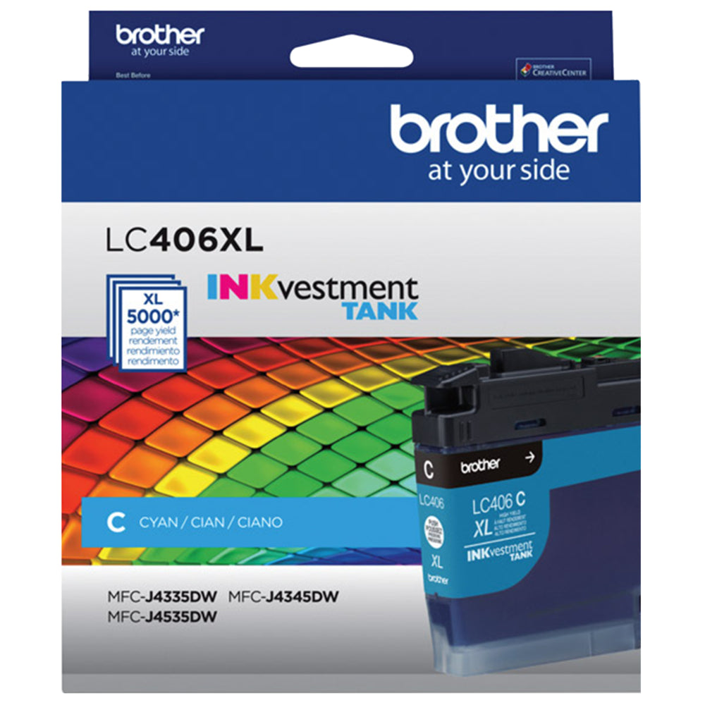 BROTHER Cartouche Jet d'encre Originale Cyan (5 000 pages) - LC406XLCS