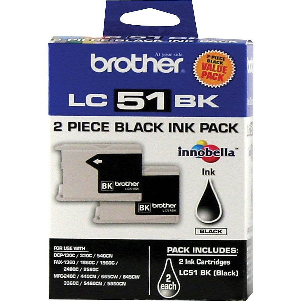 BROTHER Cartouche Jet d'encre Originale Noire (500 pages) - LC512PKS