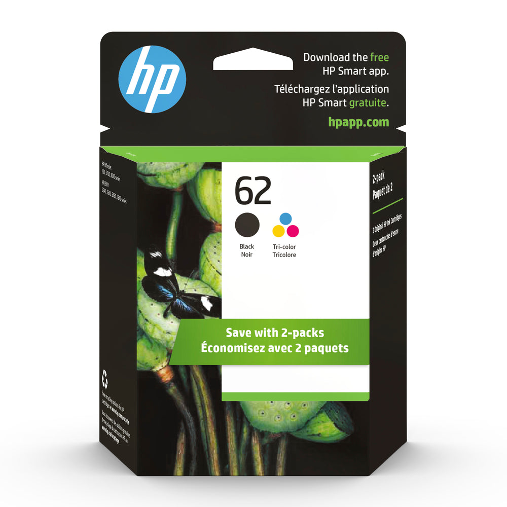 HP Cartouche Jet d'encre Originale Noire/couleur (200 pages) - 62 - N9H64FN