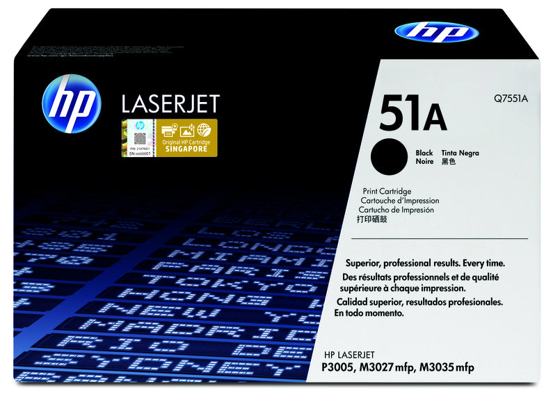 HP Cartouche Laser Originale Noire (6 500 pages) - 51A - Q7551A