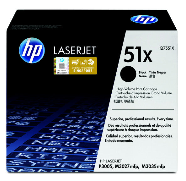 HP Cartouche Laser Originale Noire (13 000 pages) - 51X - Q7551X