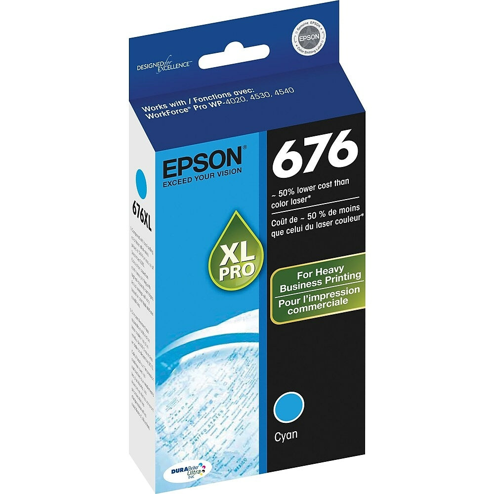 EPSON Cartouche Jet d'encre Originale Cyan (1 200 pages) - T676 - T676XL220