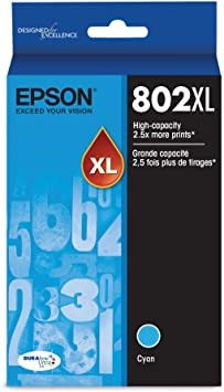 EPSON Cartouche Jet d'encre Originale Cyan (1 900 pages) - T802XL220-S