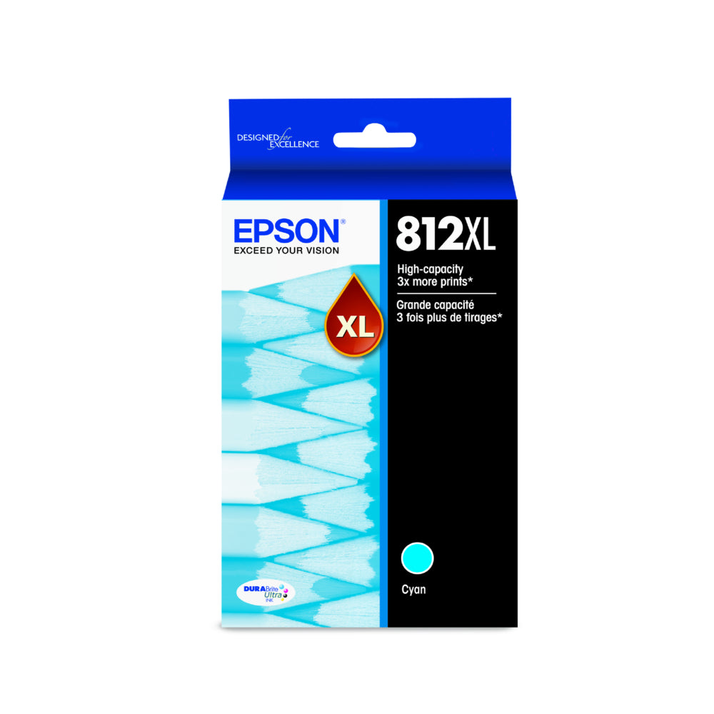 EPSON Cartouche Jet d'encre Originale Cyan (1 100 pages) - T812XL - T812XL220-S