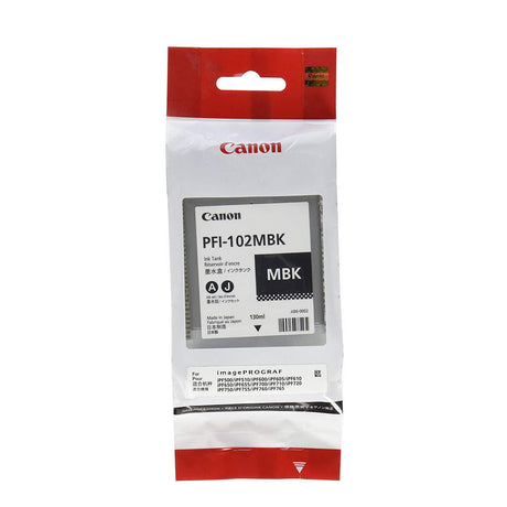 CANON Cartouche Jet d'encre Originale Noire, mat 130 ml  - PFI-102MBK - 0894B001
