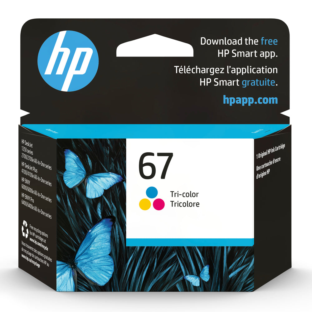 HP Cartouche Jet d'encre Originale CMY (100 pages)  - 67 - 3YM55AN