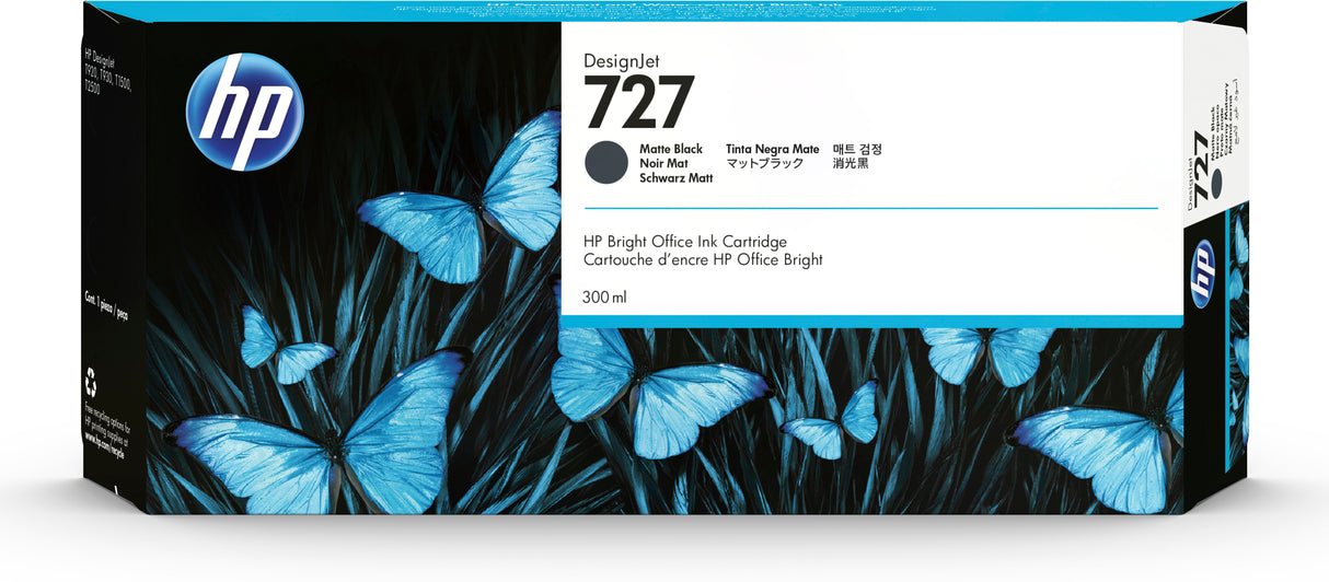 HP Cartouche Jet d'encre Originale Noire, mat 300 ml  - 727 - C1Q12A