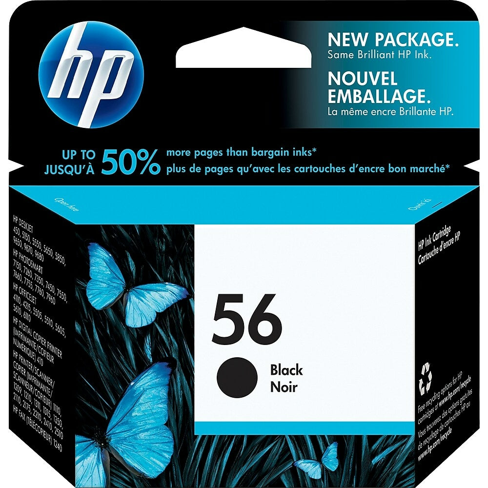 HP Cartouche Jet d'encre Originale Noire (450 pages)  - 56 - C6656AN