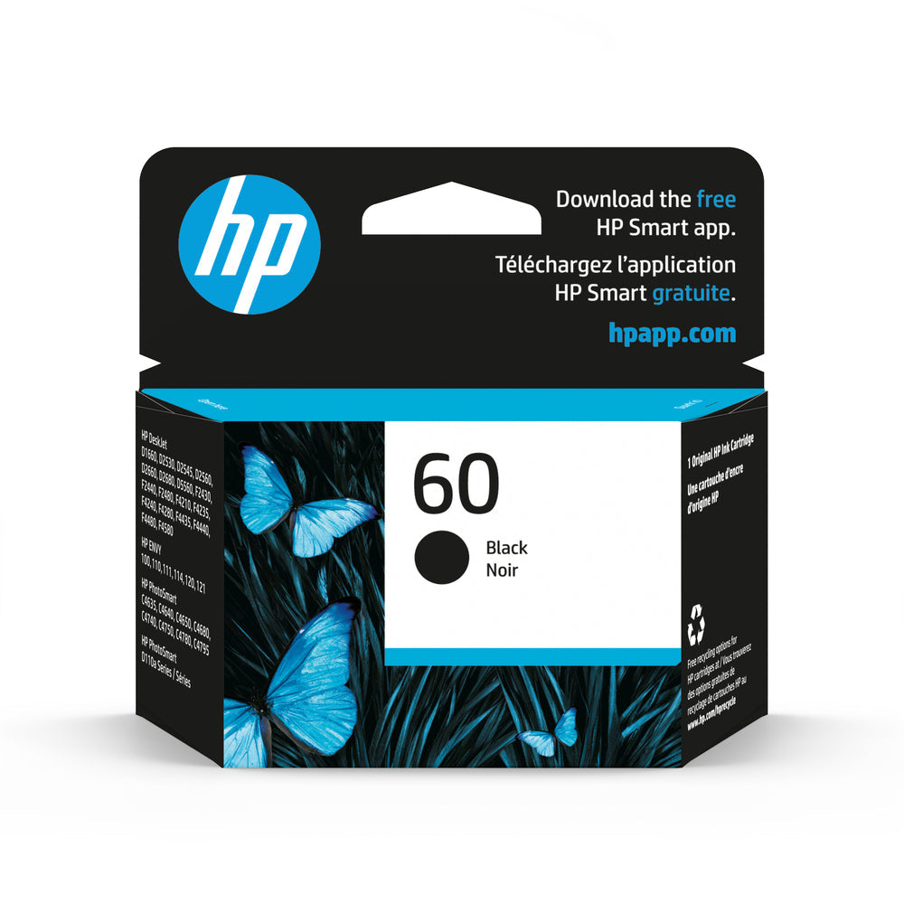 HP Cartouche Jet d'encre Originale Noire (200 pages)  - 60 - CC640WN