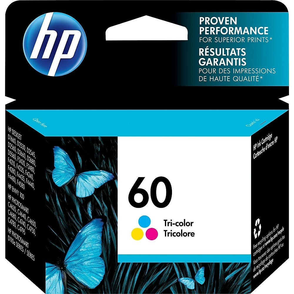 HP Cartouche Jet d'encre Originale CMY (165 pages)  - 60 - CC643WN
