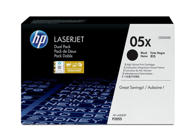 HP Cartouche Laser Originale Noire (6 500 pages)  - 05X - CE505XD
