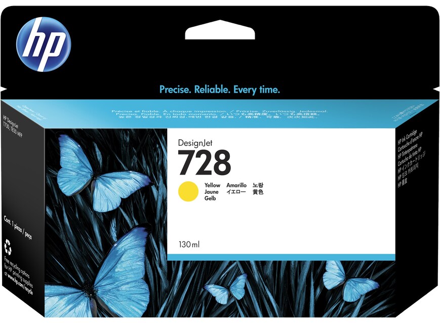 HP Cartouche Jet d'encre Originale Jaune 130 ml  - 728 - F9J65A