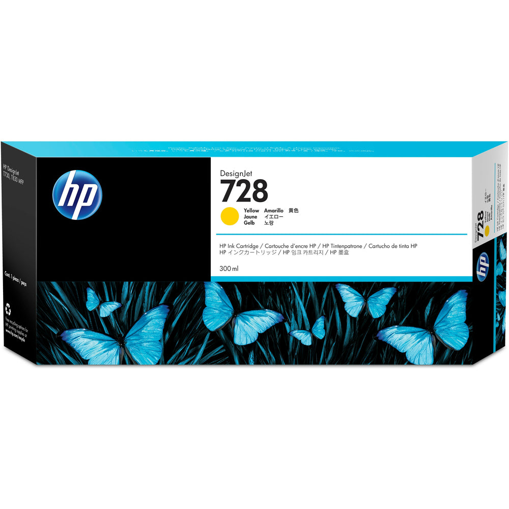 HP Cartouche Jet d'encre Originale Jaune 300 ml  - 728 - F9K15A