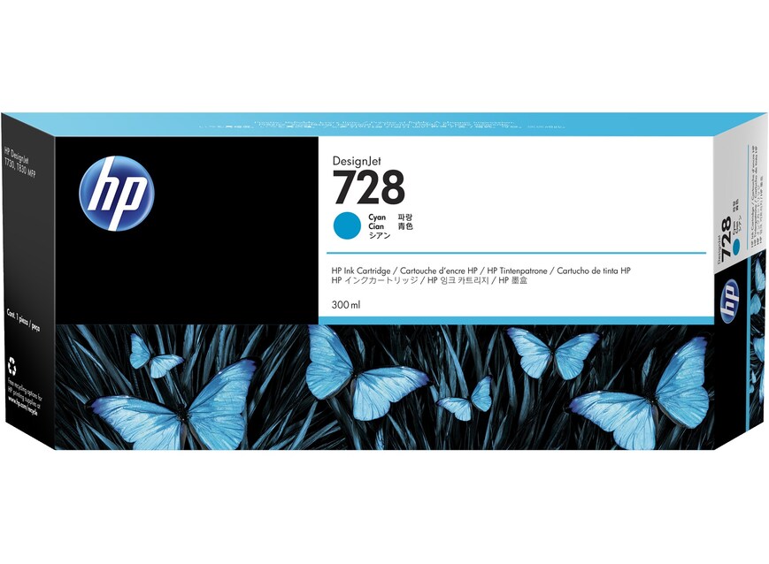 HP Cartouche Jet d'encre Originale Cyan 300 ml  - 728 - F9K17A