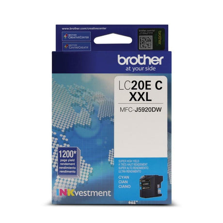 BROTHER Cartouche Jet d'encre Originale Cyan (1 200 pages) - LC20ECS