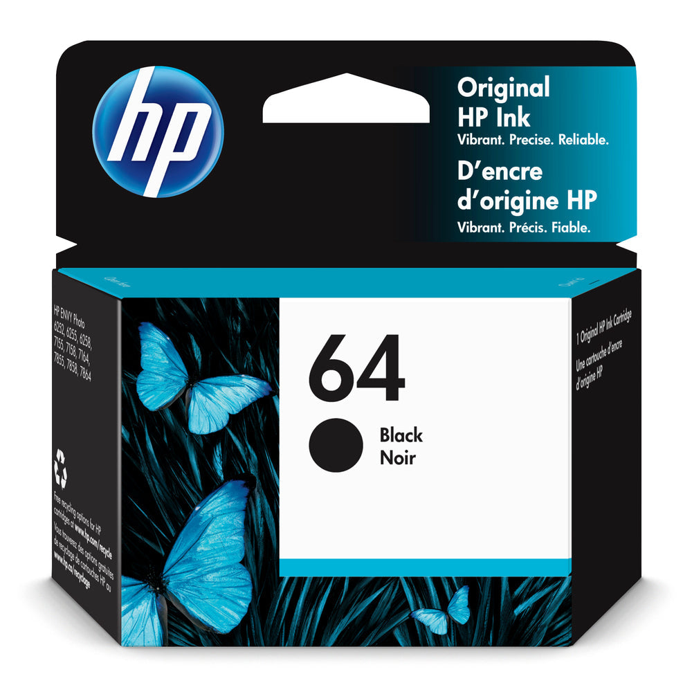 HP Cartouche Jet d'encre Originale Noire (200 pages)  - 64 - N9J90AN