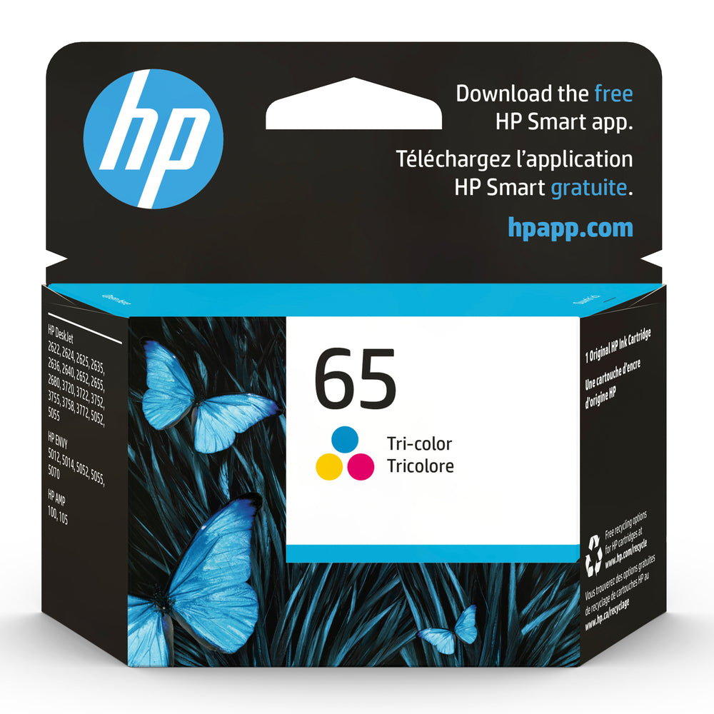 HP Cartouche Jet d'encre Originale CMY (100 pages)  - 65 - N9K01AN