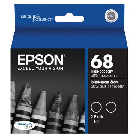 EPSON Cartouche Jet d'encre Originale Noire (1 250 pages)  - T068 - T068120D2