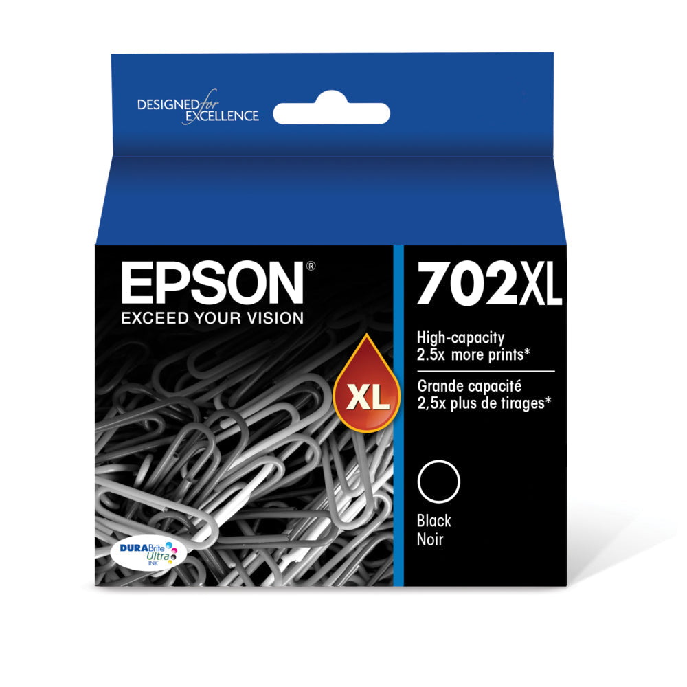 EPSON Cartouche Jet d'encre originale Noire (1 100 pages)  - T702 - T702XL120-S
