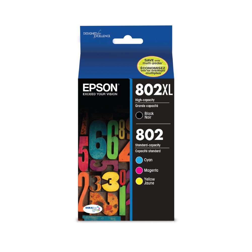 EPSON Cartouche Jet d'encre Originale CMYK (2 600 pages)  - T802XL - T802XL-BCS