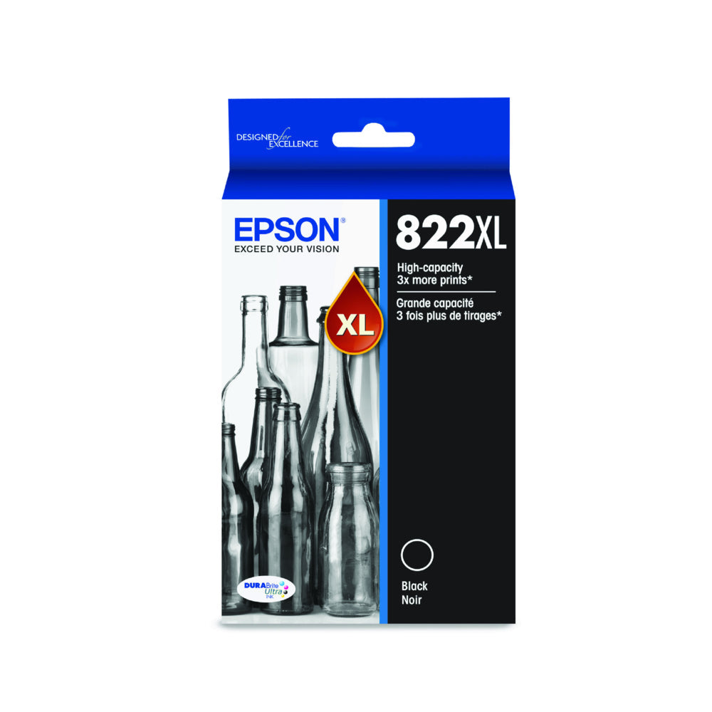 EPSON Cartouche Jet d'encre Originale Noire (1 100 pages)  - T822XL - T822XL120-S