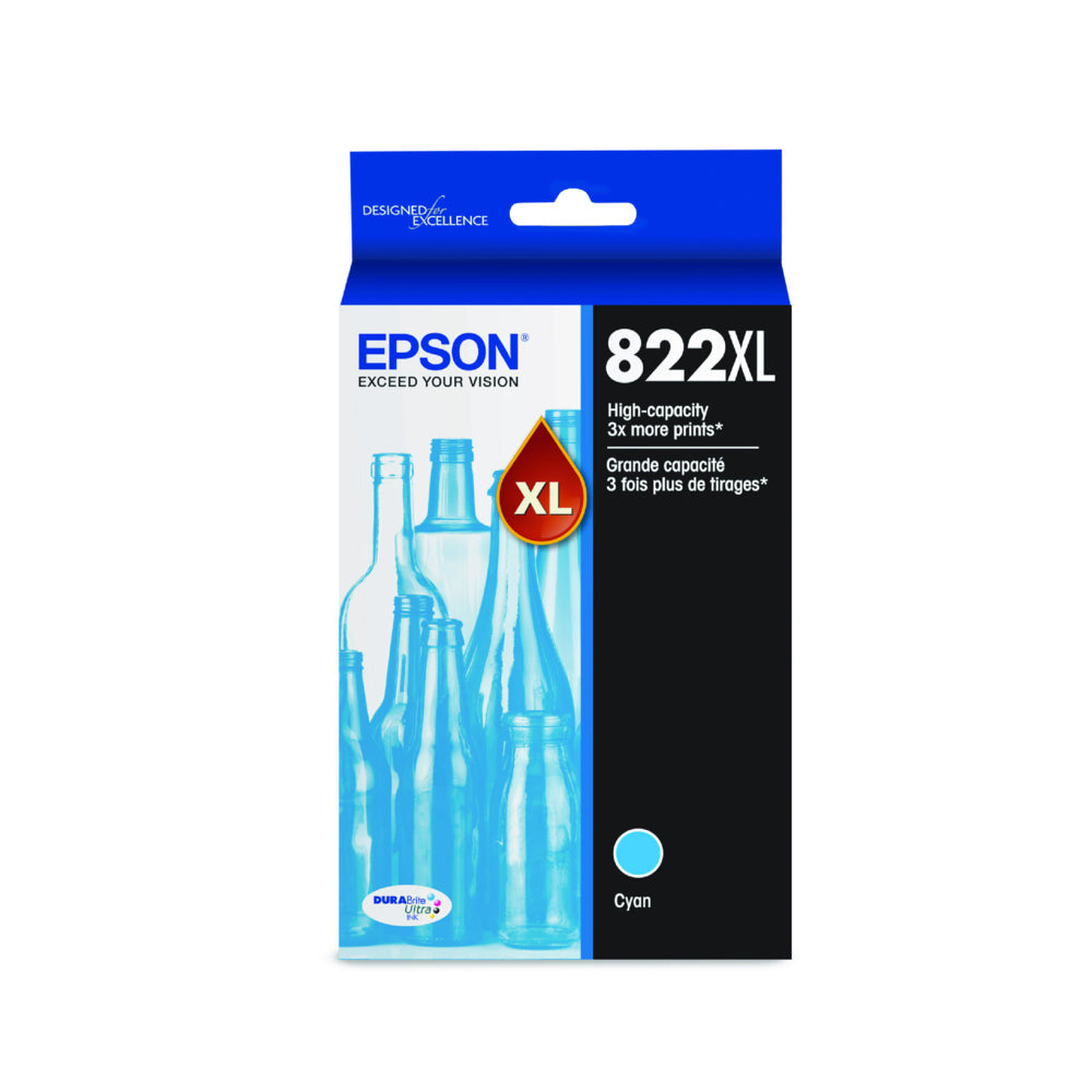 EPSON Cartouche Jet d'encre Originale Cyan (1 100 pages)  - T822XL - T822XL220-S
